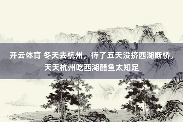 开云体育 冬天去杭州，待了五天没挤西湖断桥，天天杭州吃西湖醋鱼太知足