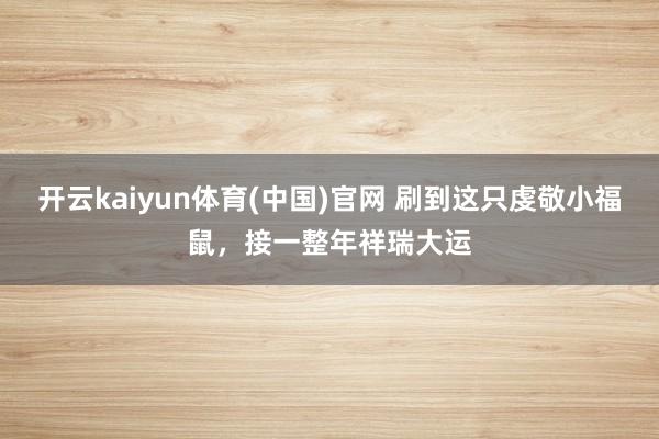 开云kaiyun体育(中国)官网 刷到这只虔敬小福鼠，接一整年祥瑞大运