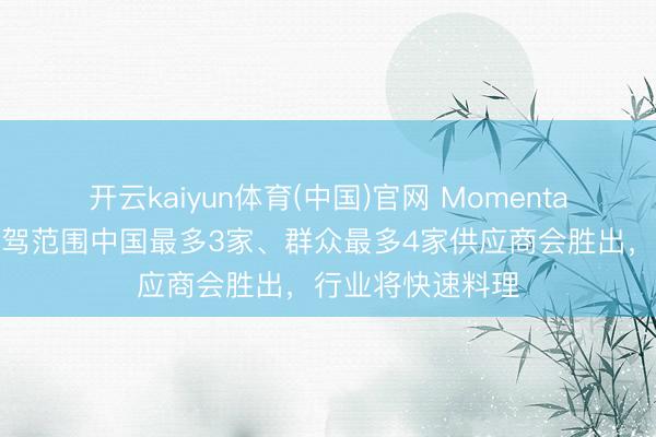 开云kaiyun体育(中国)官网 Momenta曹旭东研判：智驾范围中国最多3家、群众最多4家供应商会胜出，行业将快速料理