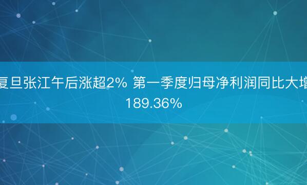 复旦张江午后涨超2% 第一季度归母净利润同比大增189.36%